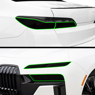 Fits BMW 7 Series 2023 - 2025 Full Headlight Taillight Precut Smoked PPF Tint Kit Film Overlay - Bogar Tech Designs
