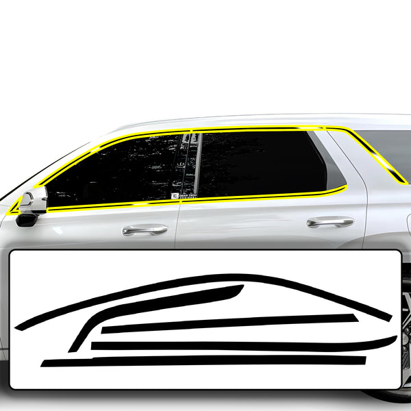 Side Window Skirt Vinyl Chrome Delete Trim Blackout Decal Stickers Overlay Film Fits Hyundai Palisade 2020 - 2025 - Bogar Tech Designs