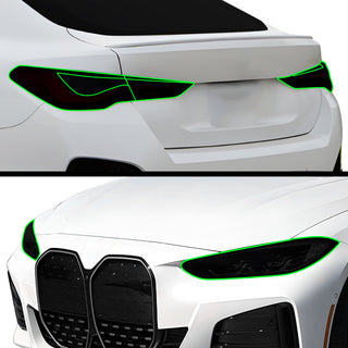 Fits BMW i4 2022 - 2025 Full Headlight Taillight Precut Smoked PPF Tint Kit Film Overlay - Bogar Tech Designs