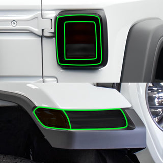 Full Headlight Taillight Precut Smoked PPF Tint Kit Film Overlay Cover Fits Jeep Wrangler 4 Door 2018-2024