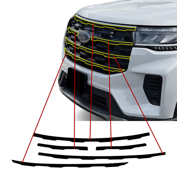 Ford Explorer 2025-2026 Blackout Chrome Delete Kit β Precut Gloss Black Vinyl Overlays