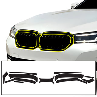 Fits BMW 5 Series Vinyl Chrome Delete Grille Blackout Decal Stickers Overlay Film - Bogar Tech Designs