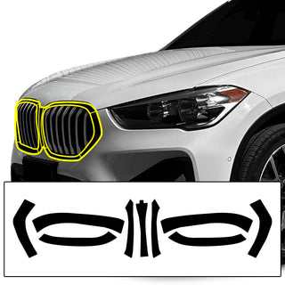 Fits BMW X1 Vinyl Chrome Delete Grille Blackout Decal Stickers Overlay Film - Bogar Tech Designs