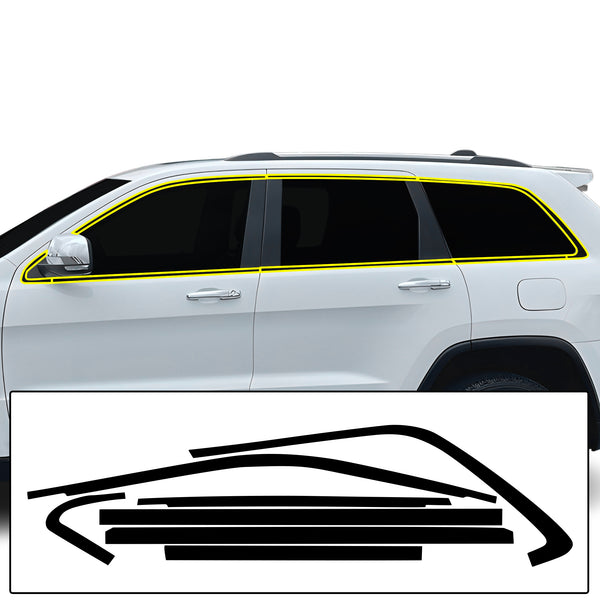 Jeep Grand Cherokee 2014-2021 Blackout Chrome Delete Kit – Precut Gloss Black Vinyl Overlays