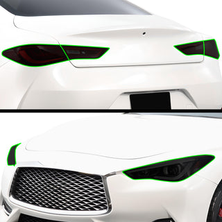 Full Headlight Taillight Precut Smoked PPF Tint Kit Film Overlay Fits Infiniti Q60 2017 - 2022 - Bogar Tech Designs