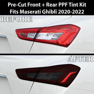 Fits Maserati Ghibli Full Headlight Taillight Precut Smoked PPF Tint Kit Film Overlay 2014 - 2024 - Bogar Tech Designs