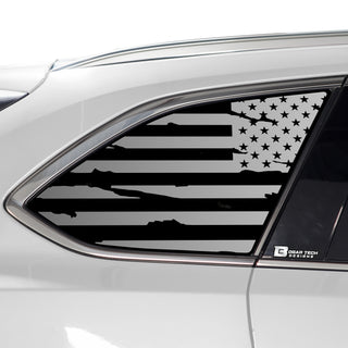 Buy distressed-black American Flag Rear Quarter Window Vinyl Decal Stickers Fits Mazda CX-9 2016-2023