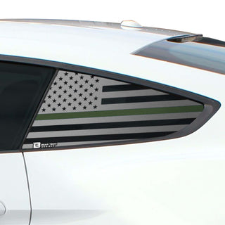 Buy green-line Precut Quarter Window American Flag Decal Stickers Fits Ford Mustang 2015-2022