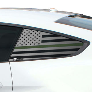 Precut Quarter Window American Flag Decal Stickers Fits Ford Mustang 2015 - 2023 - Bogar Tech Designs