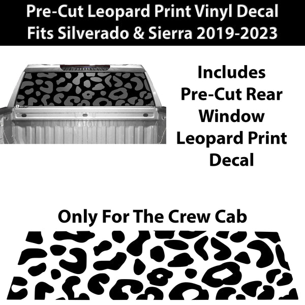 Animal Leopard Rear Window Vinyl Decal Stickers Fits Chevy Silverado GMC Sierra 2019 2020 2021 2022 2023 2024 2025 - Bogar Tech Designs