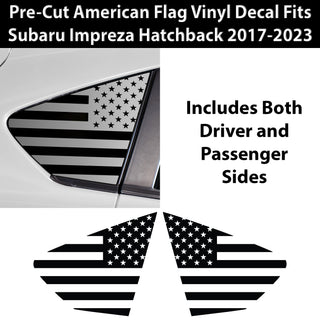 Quarter Window American Flag Vinyl Decal Stickers Fits Subaru Impreza Hatchback 2017 - 2023 - Bogar Tech Designs