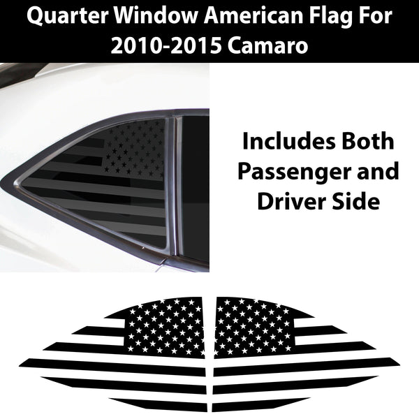 Quarter Window American Flag Vinyl Decal Stickers Fits Chevrolet Camaro 2010 - 2015 - Bogar Tech Designs