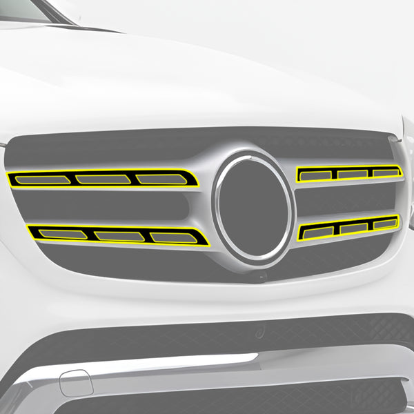 Fits Mercedes-Benz GLS 2017-2019 Vinyl Chrome Delete Grille Blackout Decal Stickers Overlay Film