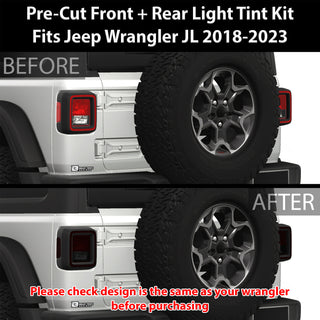 Amber Delete Taillight Precut Smoked PPF Tint Kit Film Overlay Fits Jeep Wrangler JL 2018 - 2025 - Bogar Tech Designs
