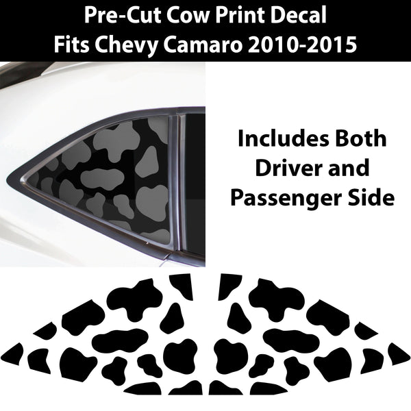 Precut Quarter Window Animal Cow Print Vinyl Decal Sticker Fits Chevrolet Camaro 2010 - 2015 - Bogar Tech Designs