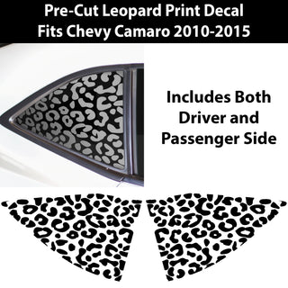 Precut Quarter Window Animal Leopard Print Vinyl Decal Sticker Fits Chevrolet Camaro 2010 - 2015 - Bogar Tech Designs