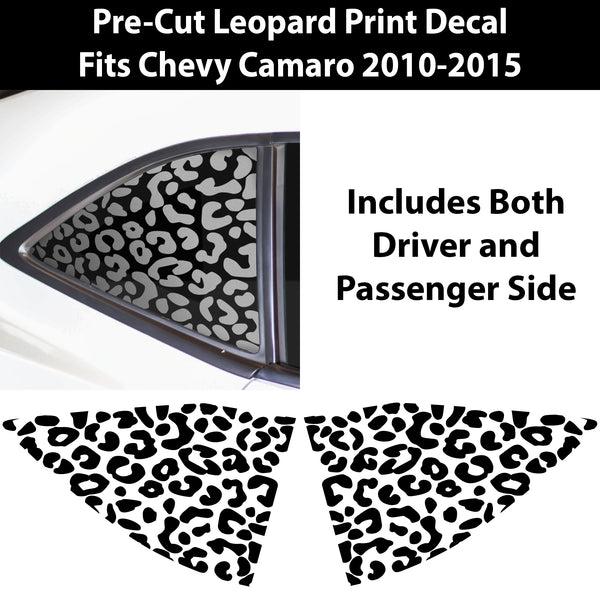 Precut Quarter Window Animal Leopard Print Vinyl Decal Sticker Fits Chevrolet Camaro 2010 - 2015 - Bogar Tech Designs