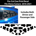 Precut Quarter Window Animal Cow Print Vinyl Sticker Decal Fits Camaro 2016 - 2022 - Bogar Tech Designs