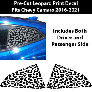 Precut Quarter Window Animal Leopard Print Vinyl Decal Sticker Fits Camaro 2016 - 2022 - Bogar Tech Designs