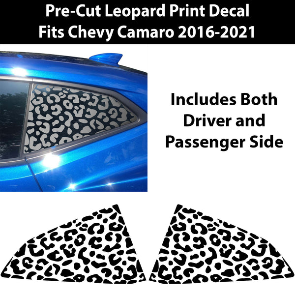 Precut Quarter Window Animal Leopard Print Vinyl Decal Sticker Fits Camaro 2016 - 2022 - Bogar Tech Designs