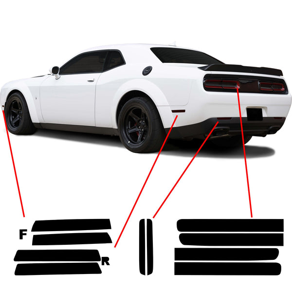 Dodge Challenger 2015β2024 Dark Smoke Headlight & Taillight Tint Kit β Precut Vinyl Lens Overlays