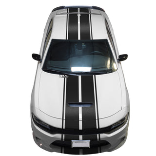 Premium Hood Roof Front Rear Bumper Car Vinyl Racing Stripe Wrap Decal Sticker with Pinstripe Graphic Scat Pack Charger Challenger Mustang Camaro