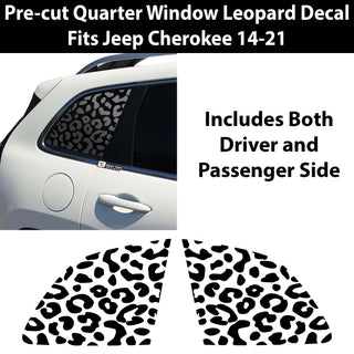 Precut Leopard Cheetah Rear Side Quarter Window Decal Sticker Fits Jeep Cherokee 2014 - 2023 - Bogar Tech Designs