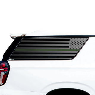 American Flag Window Vinyl Decal Stickers Fits Chevy Suburban GMC Yukon XL 2021 - 2025Blue Pink Red Green Line - Bogar Tech Designs