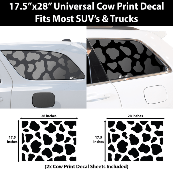 Universal Fit Animal Cow Print Leopard Cheetah Print 3rd Quarter Window Decal Stickers Compatible with Most SUV'S and Trucks - Bogar Tech Designs