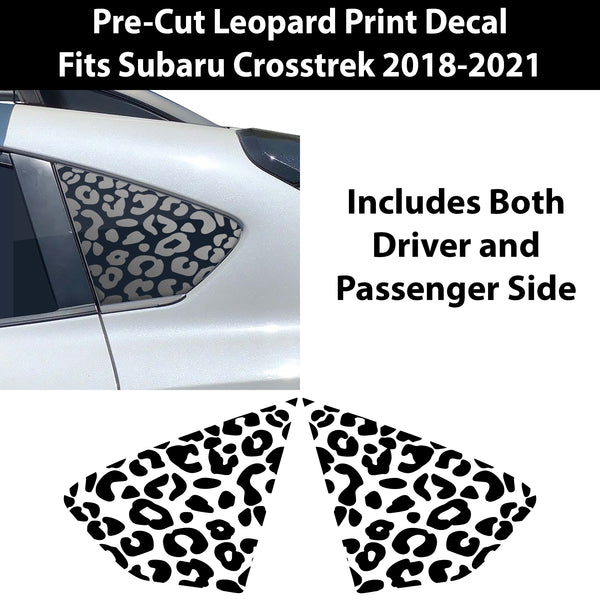 Rear Quarter Window Leopard Print Vinyl Decal Fits Subaru CrossTrek XV 2018 - 2022 - Bogar Tech Designs