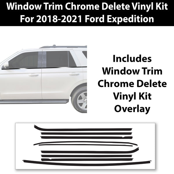 Window Vinyl Chrome Delete Trim Blackout Decal Stickers Overlay Film Fits Ford Expedition 2018 - 2024 - Bogar Tech Designs
