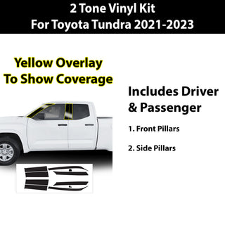 Two 2 Tone Pillar Cover Blackout Vinyl Decal Sticker Cover Overlay Fits Toyota Tundra 2022 2023
