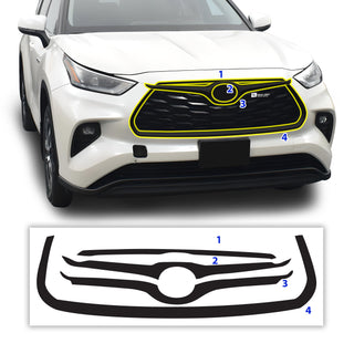 Vinyl Chrome Delete Sides Front Rear Bumper Trim Blackout Decal Stickers Cover Overlay Fits Toyota Highlander 2020-2023