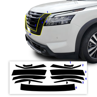 Vinyl Chrome Delete Wheel Sides Front Bumper Trim Blackout Decal Stickers Overlay Film Fits Nissan Pathfinder 2022 - 2025 - Bogar Tech Designs