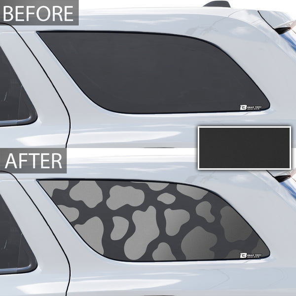 Precut Cow Print Rear Side Quarter Window Fuel Door Decal Stickers Fits Dodge Durango 2014 - 2023 - Bogar Tech Designs