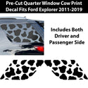 Precut Cow Print Rear Side Quarter Window Decal Stickers Fits Ford Explorer 2011 - 2019 - Bogar Tech Designs