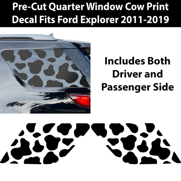 Precut Cow Print Rear Side Quarter Window Decal Stickers Fits Ford Explorer 2011 - 2019 - Bogar Tech Designs