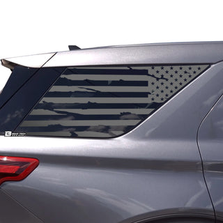 Precut American Flag Rear Side Quarter Window Decal Stickers Fits Ford Explorer 2020 - 2025 - Bogar Tech Designs