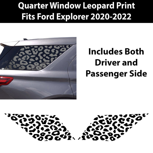 Precut Leopard Cheetah Print Rear Side Quarter Window Decal Stickers Fits Ford Explorer 2020+ - Bogar Tech Designs