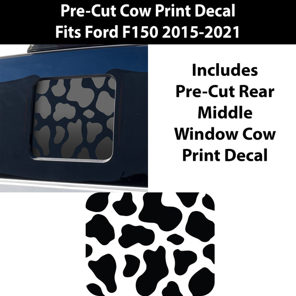Rear Middle Window Cow Print Vinyl Decal Fits F150 F250 F350 - Bogar Tech Designs
