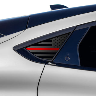 American Flag Window Vinyl Decal Stickers Fits Ford Mustang Mach - E 2021 - 2025Blue Pink Red Green Line - Bogar Tech Designs