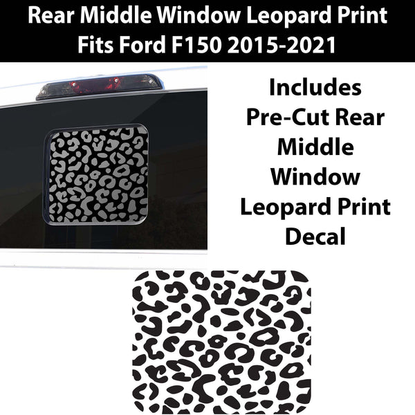 Rear Middle Window Leopard Print Vinyl Decal Fits F150 F250 F350 - Bogar Tech Designs