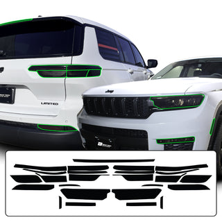 Headlight Taillight Precut Smoked PPF Tint Kit Film Overlay Covers Fits Jeep Grand Cherokee L 2021 - 2023