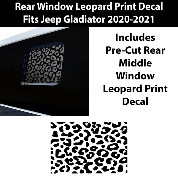Precut Animal Leopard Print Rear Window Fuel Door Decal Stickers Fits Jeep Gladiator 2020 2021 2022 - Bogar Tech Designs