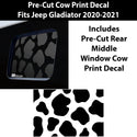 Precut Animal Cow Print Rear Window Fuel Door Decal Stickers Fits Jeep Gladiator 2020 2021 2022 - Bogar Tech Designs