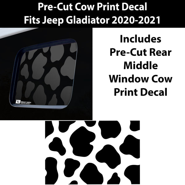 Precut Animal Cow Print Rear Window Fuel Door Decal Stickers Fits Jeep Gladiator 2020 2021 2022 - Bogar Tech Designs