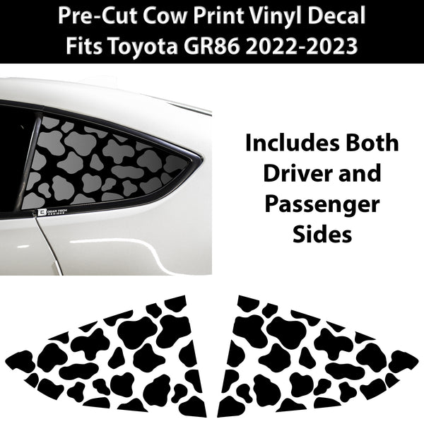 Cow Leopard Print Animal Decal Rear Side Quarter Window Precut Fits Toyota GR86 2022 2023 - Bogar Tech Designs