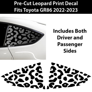 Cow Leopard Print Animal Decal Rear Side Quarter Window Precut Fits Toyota GR86 2022 2023 - Bogar Tech Designs