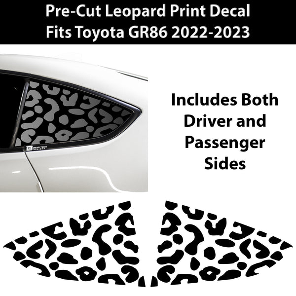 Cow Leopard Print Animal Decal Rear Side Quarter Window Precut Fits Toyota GR86 2022 2023 - Bogar Tech Designs