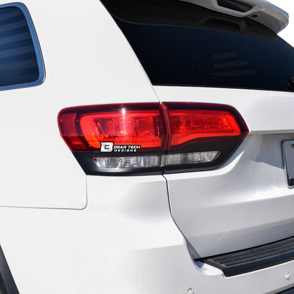 Jeep Grand Cherokee 2014–2021 Tail Light Bezel Blackout Chrome Delete Kit – Precut Gloss Black Vinyl Overlays